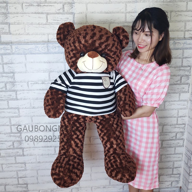 Gấu Teddy 1m2 lông xoắn, áo thun  [Ảnh shop chụp]