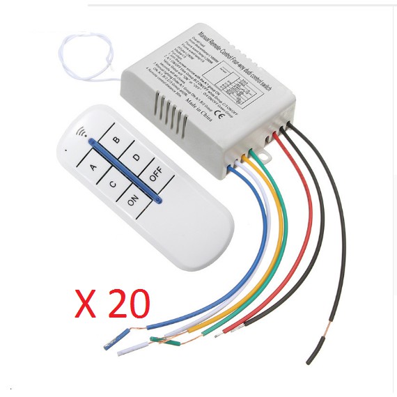 Combo 20 công tắc điều khiển từ xa 4 cổng sóng radio xuyên tường