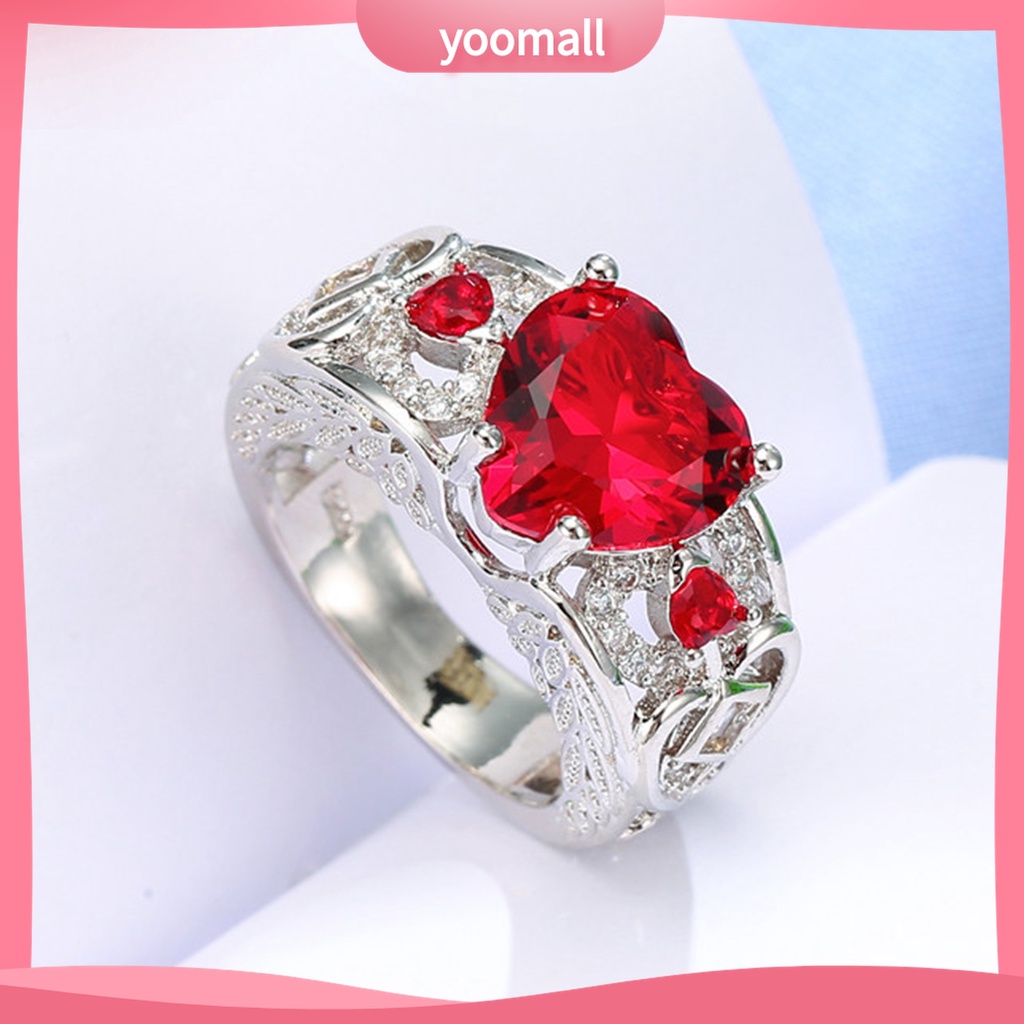 Yomall♡ Nhẫn Hợp Kim Hình Trái Tim Phong Cách Châu Âu Lãng Mạn Cho Nữ