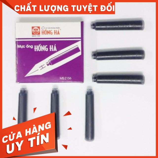 6 ống Mực ống Hồng Hà đen Loại mới dùng cho bút 2.6 và 3.4mm