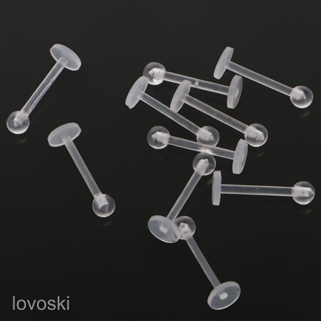 Set 10 Khuyên Lưỡi Bằng Acrylic Trong Suốt Cá Tính