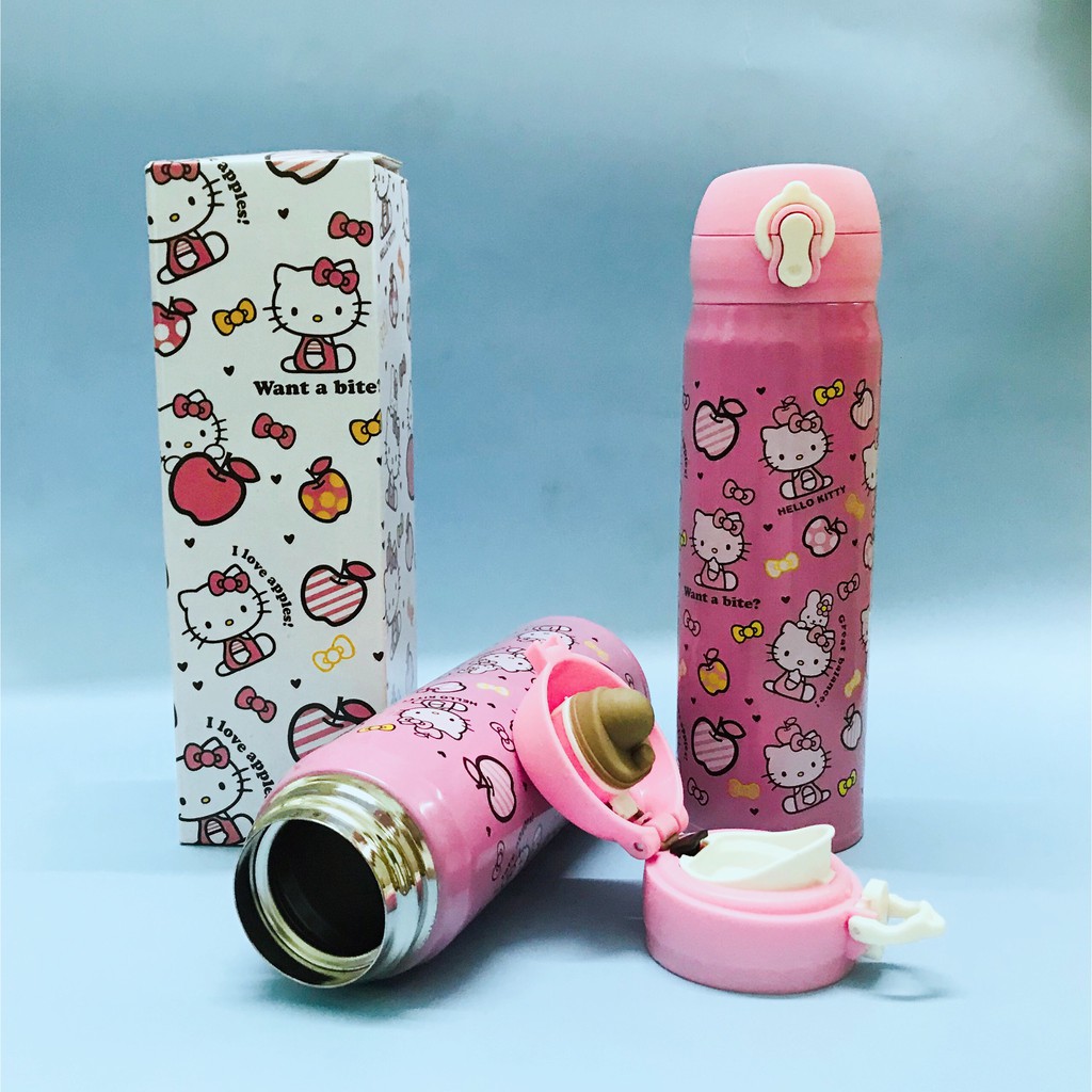 [GIÁ RẺ] BÌNH GIỮ NHIỆT NẮP BẬT HÌNH DOREMON, HELLO KITTY 500ML CUTE