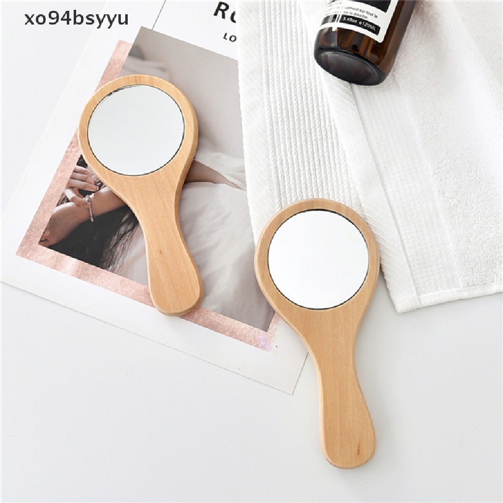 [Hàng mới về] Gương trang điểm cầm tay Xo94bsyyu hình tròn bằng gỗ phong cách vintage chất lượng cao