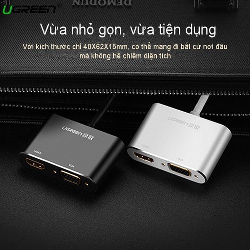 Cổng Chuyển Đổi Mini DisplayPort sang HDMI và VGA Ugreen 20421 (Màu Bạc) - Hàng Chính Hãng