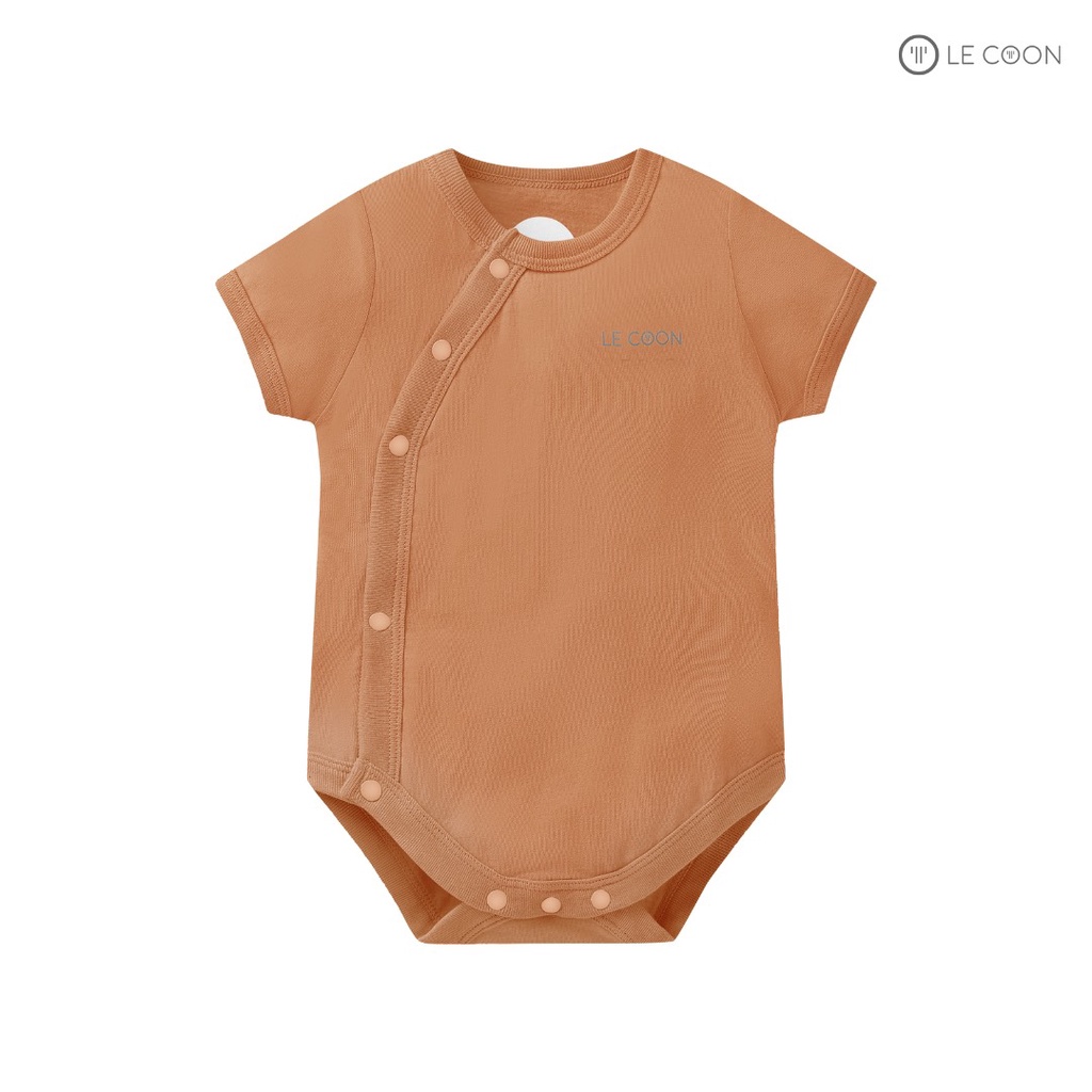 LECOON- LC0877- Bodysuit cúc bấm vạt chéo cộc tay cho bé trai bé gái từ 0 tháng đến 1 tuổi