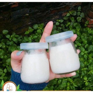 Bộ 60 hũ thủy tinh làm sữa chua 100ml nắp nhựa