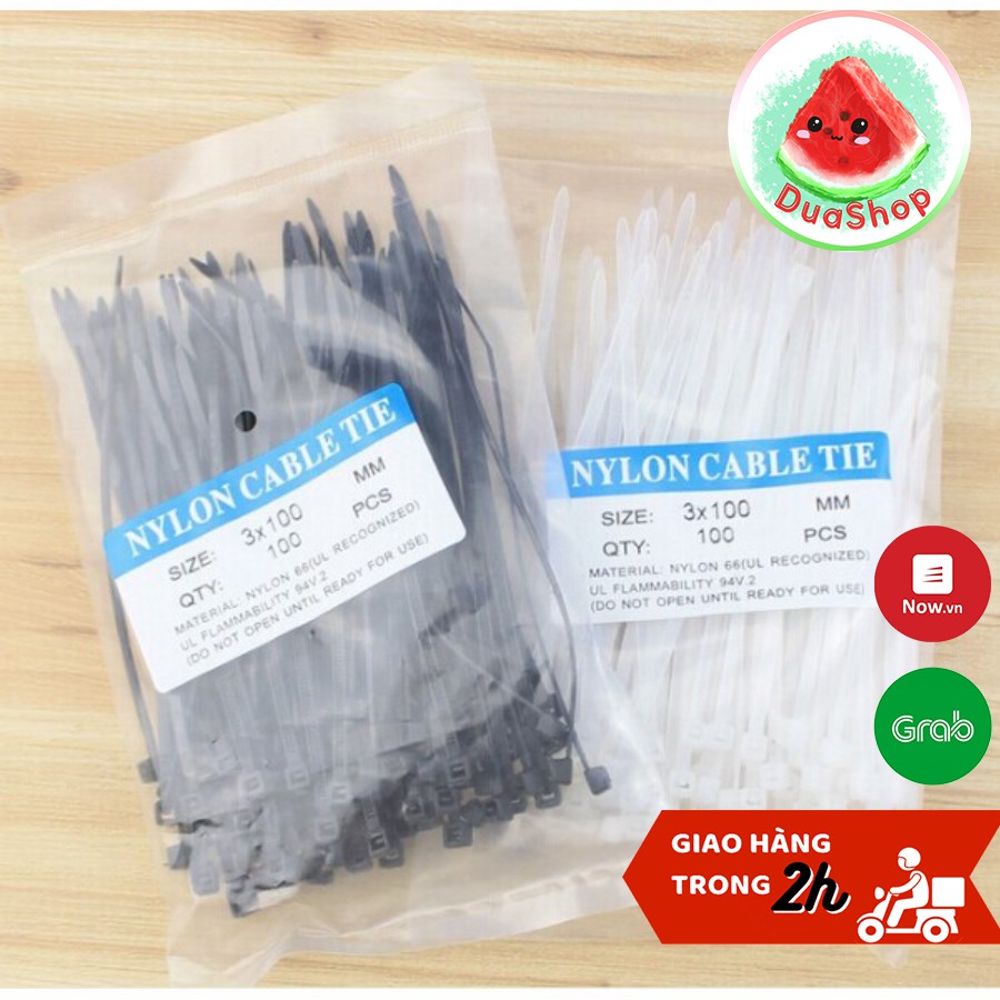 Túi 100 dây thít cáp, dây gút cáp nhựa (Nylon cable tie)   🍉Duashop🍉