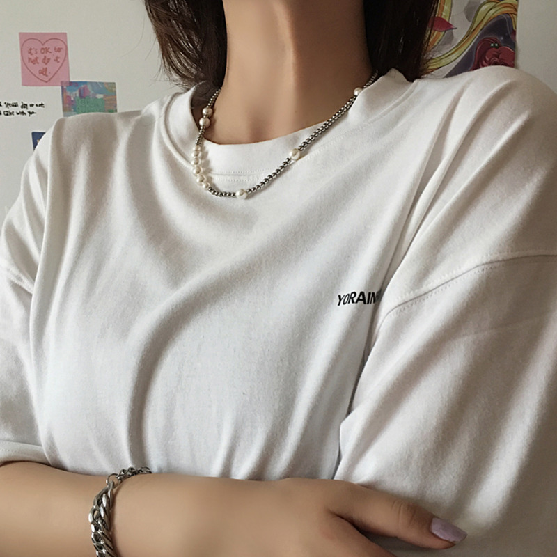 Dây Chuyền Đính Ngọc Trai Phong Cách Hip Hop Đường Phố 22186