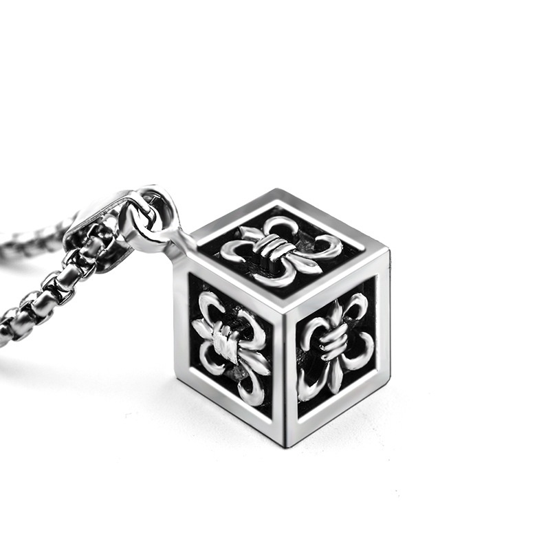 Vòng cổ nam, dây chuyền thời trang titanium khối hộp thần bí cực đẹp