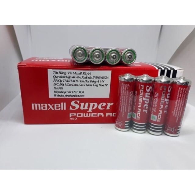 [Chính Hãng] Pin aa,r6,aa maxell xuất sứ Indonesia alkaline, kiềm 1 hộp,40 viên 75000/1 hộp