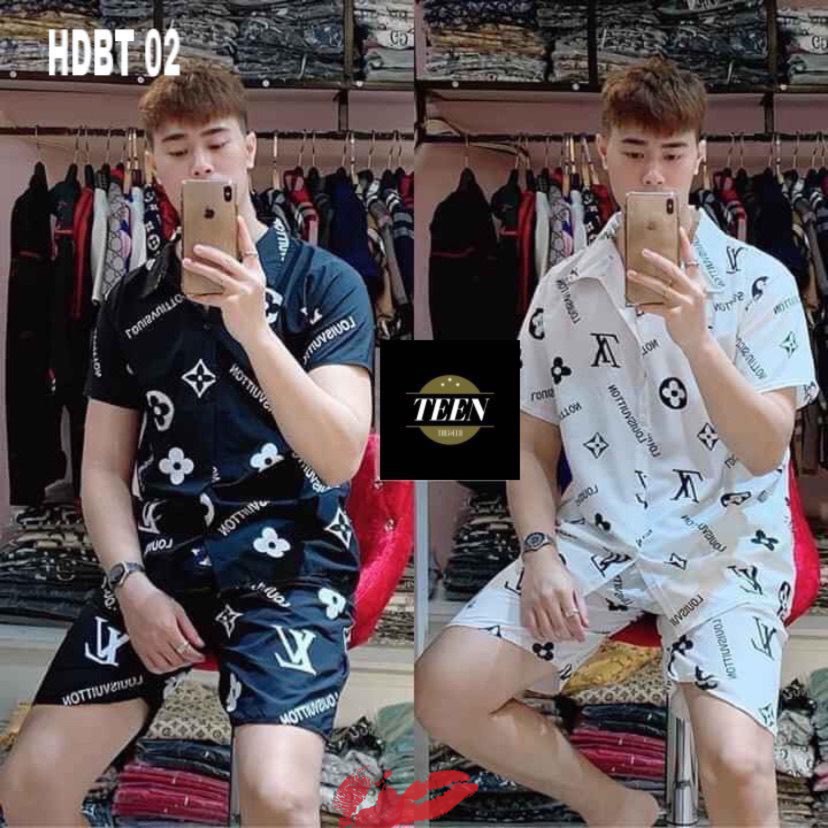 XẢ HÀNG- Pizama hoa văn kèm họa tiết LV