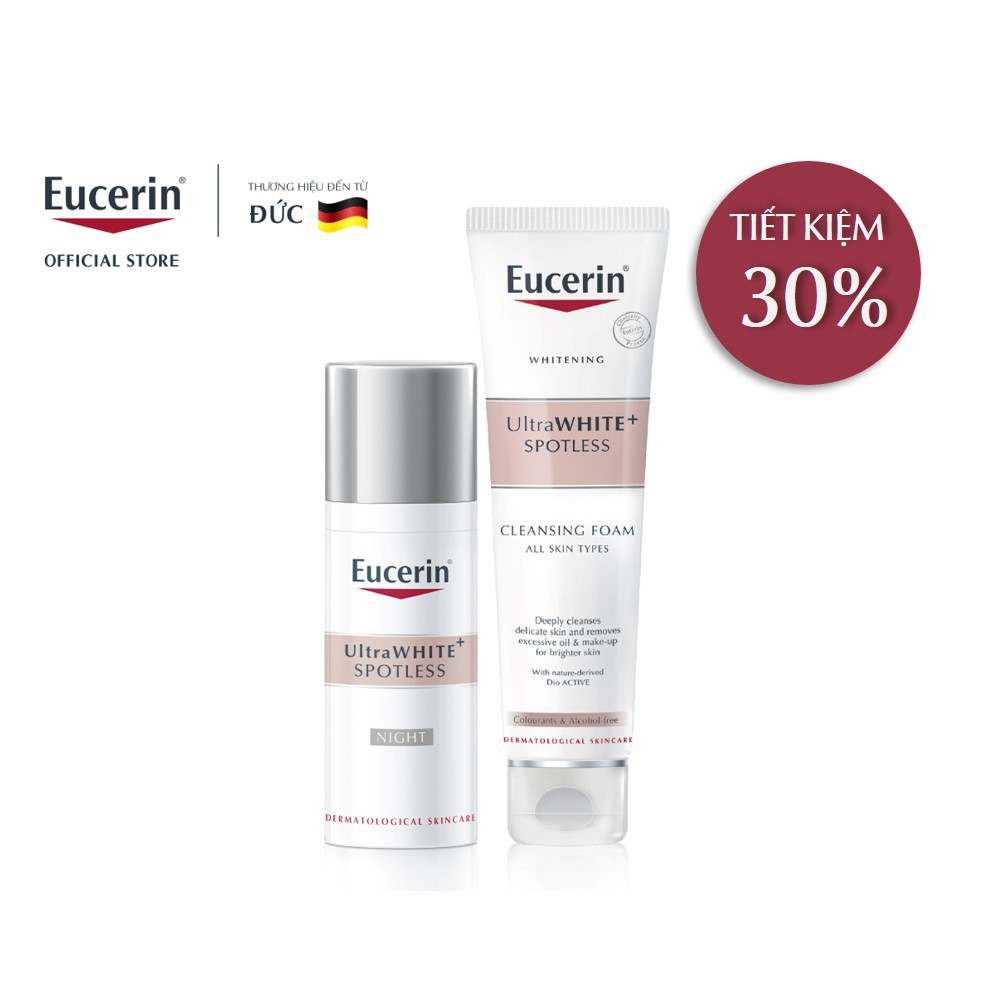 COMBO Kem Dưỡng Trắng Da Ban Đêm Eucerin UltraWhite+ Spotless 50ml + Sữa Rửa Mặt Eucerin UltraWhite+ Spotless 150g