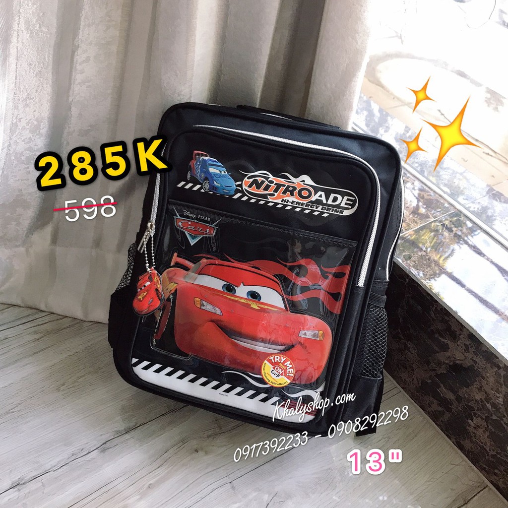 Balo 13'' 3 ngăn hình xe đua Car95 McQueen màu đen cho trẻ em bé trai (Thái Lan) - CAR5129 - (28x15x34cm)