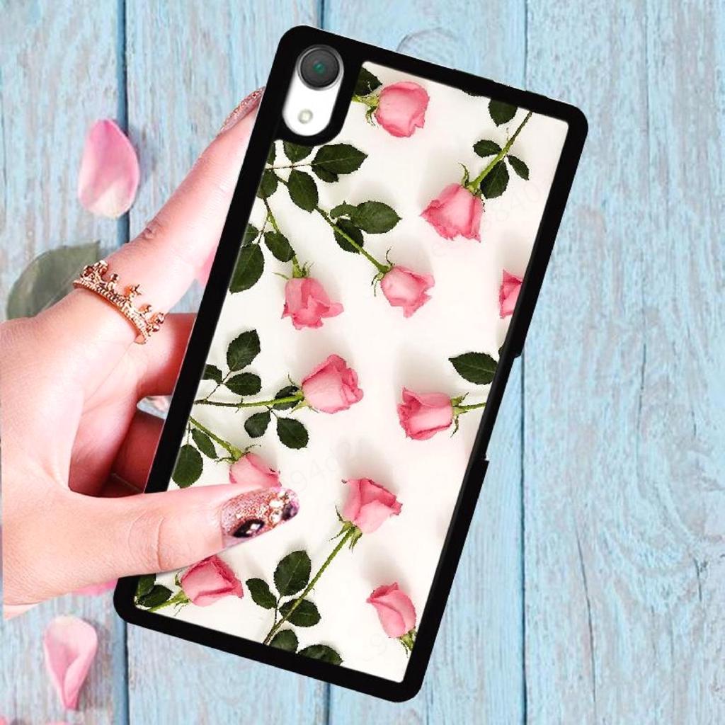 Ốp điện thoại hình vuông in hình hoa hồng giản dị thanh lịch cho Sony Xperia X Z5 Z3 XZ3 Z2 XZ2 XA