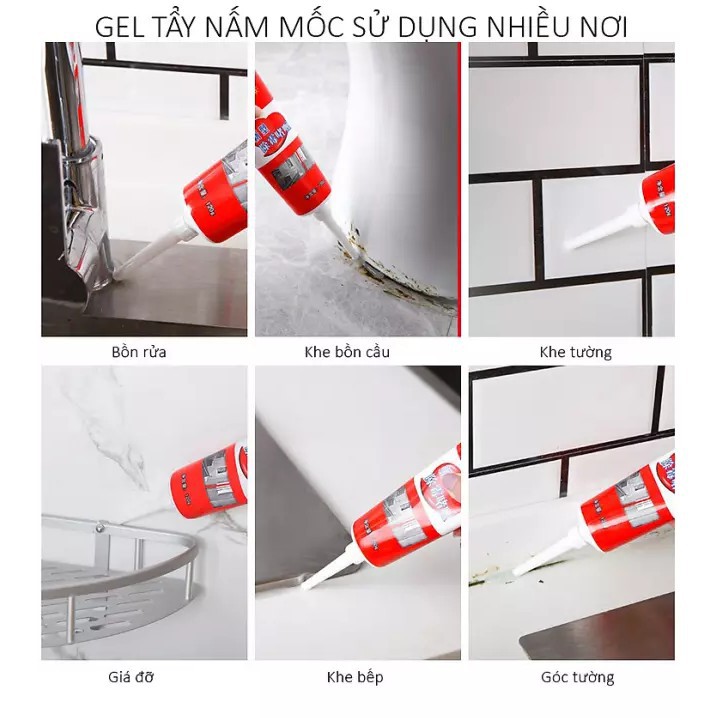 Gel Tẩy Nấm  Mốc Đa Năng, Keo Tẩy Mốc Chân Tường, Nước Tẩy Trắng Vết Ố Diệt Khuẩn