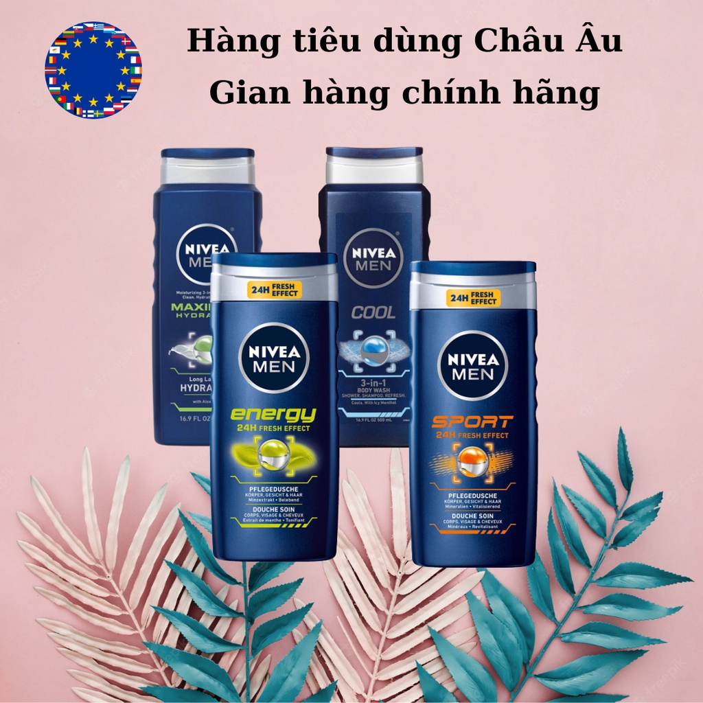 Sữa tắm Nivea men, cấp ẩm chăm sóc cơ thể, Nội địa Đức