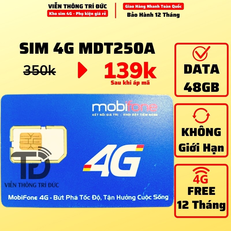 Sim 4G Mobifone 12FD50 Data 5Gb/Ngày, Miễn phí 12 Tháng. CS6N/CS3N Data 150Gb/Tháng. C90N Data 4Gb/Ngày, Gọi Miễn Phí