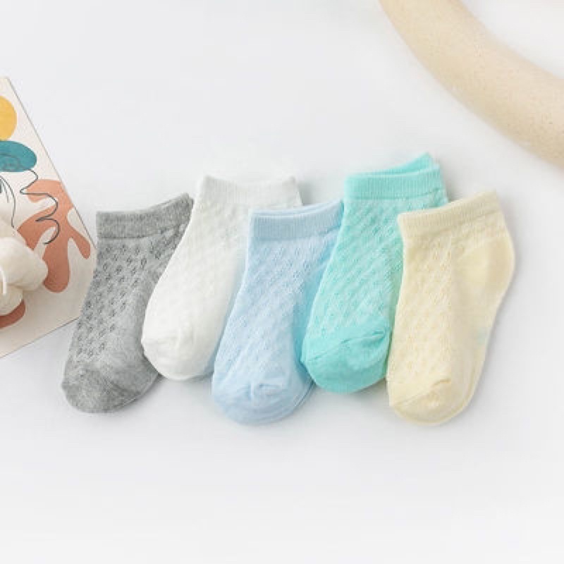 Tất Lưới Cho Bé, Tất Lưới Cotton Mềm Mại Co Giãn Thoáng Khí Cho Bé Sơ Sinh Đến 6 Tháng TAT04