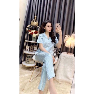 Bộ pijama Cao Cấp Chất Lụa gấm tay cộc -Quần Dài