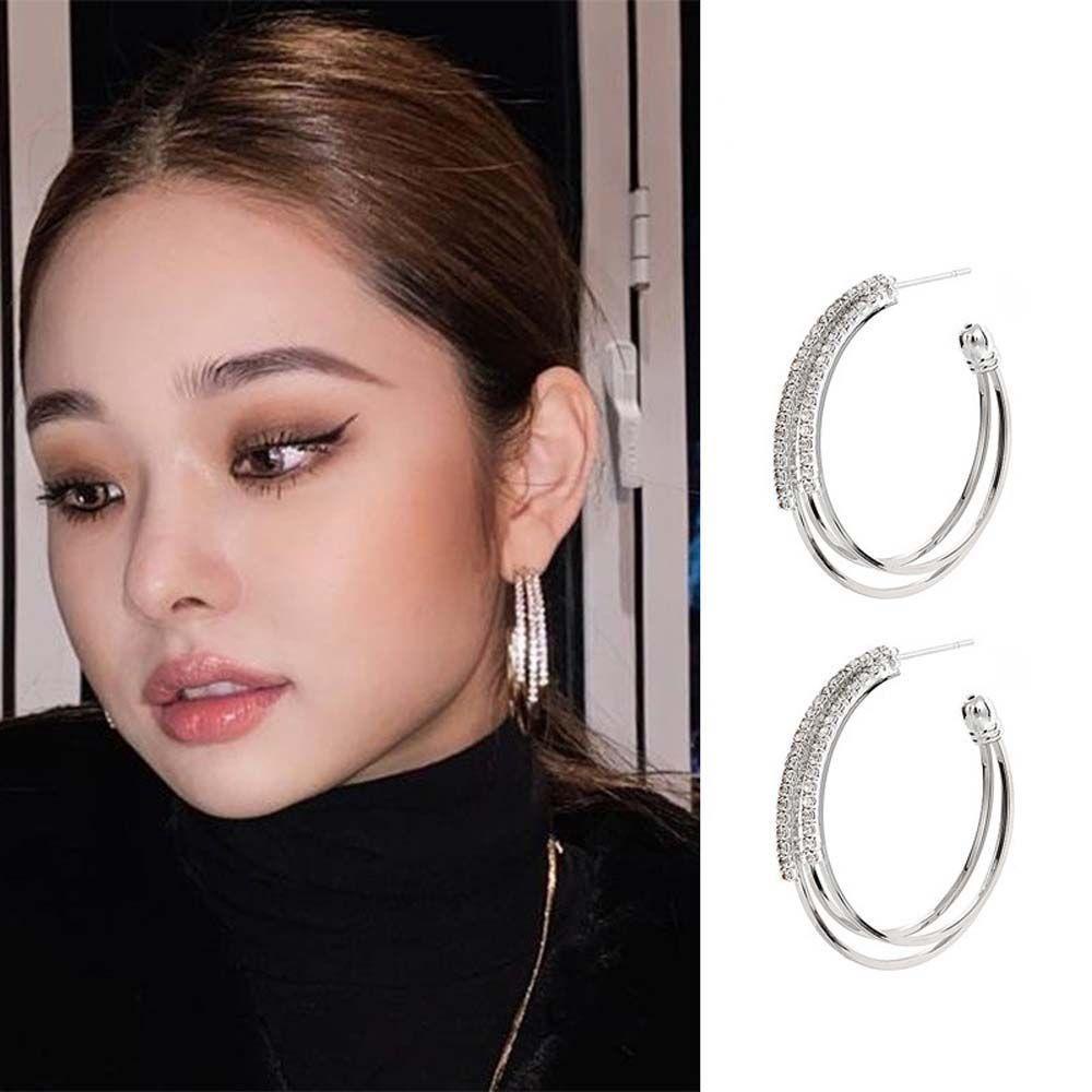 Khuyên Tai Vòng Hình Học Chữ Love Bằng Kim Loại Đơn Giản Thời Trang Dành Cho Nữ MXMUSTY