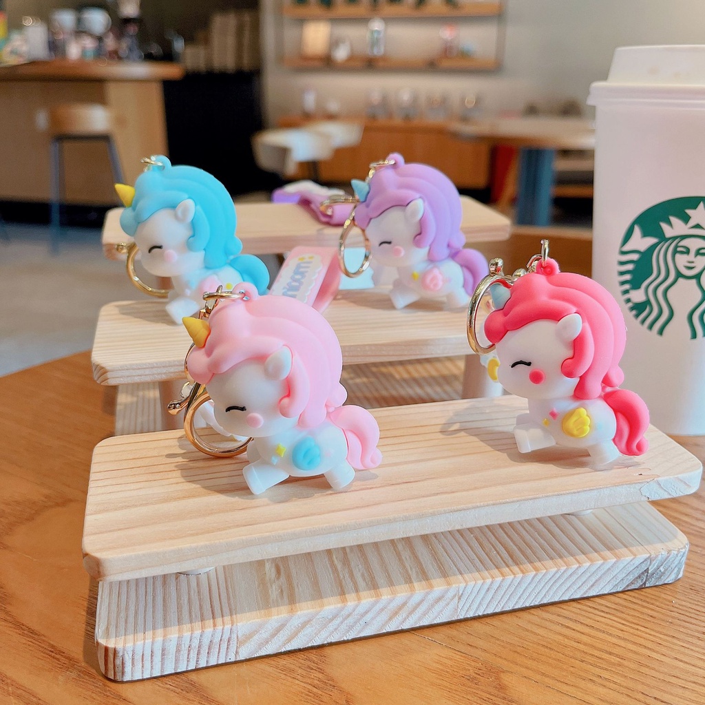 Móc khóa balo túi xách trang trí hình kì lân unicorn đáng yêu nhiều màu