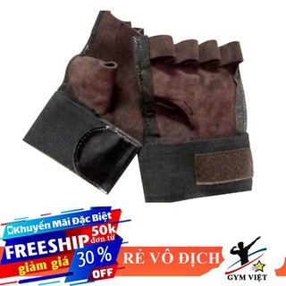 🎁 Găng tay tập gym da thật [có quấn cổ tay] 😍 Freeship ⚡ găng tay tập thể hình [ HOT ]
