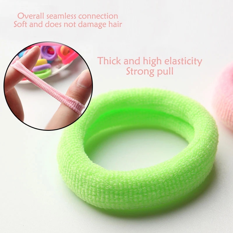 Set 100 Dây Buộc Tóc Nylon Mềm Co Giãn 3cm Nhiều Màu Sắc Cho Nữ