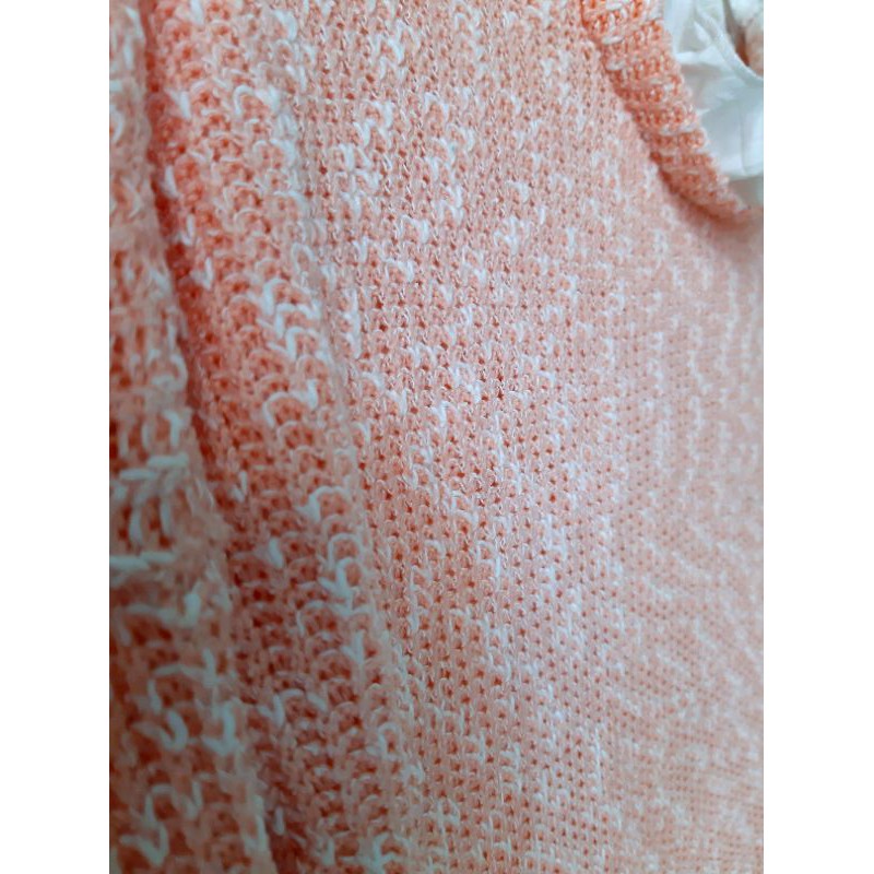 Áo len nữ Hàn Quốc tay dài phối vải cotton cổ bèo màu hồng cam form cánh dơi freesize chất mềm mịn siêu xinh