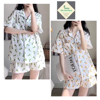 [BỘ ĐỒ MẶC NHÀ] Bộ pijama ngắn tay quần đùi hình bơ cute freesize kèm ẢNH THẬT