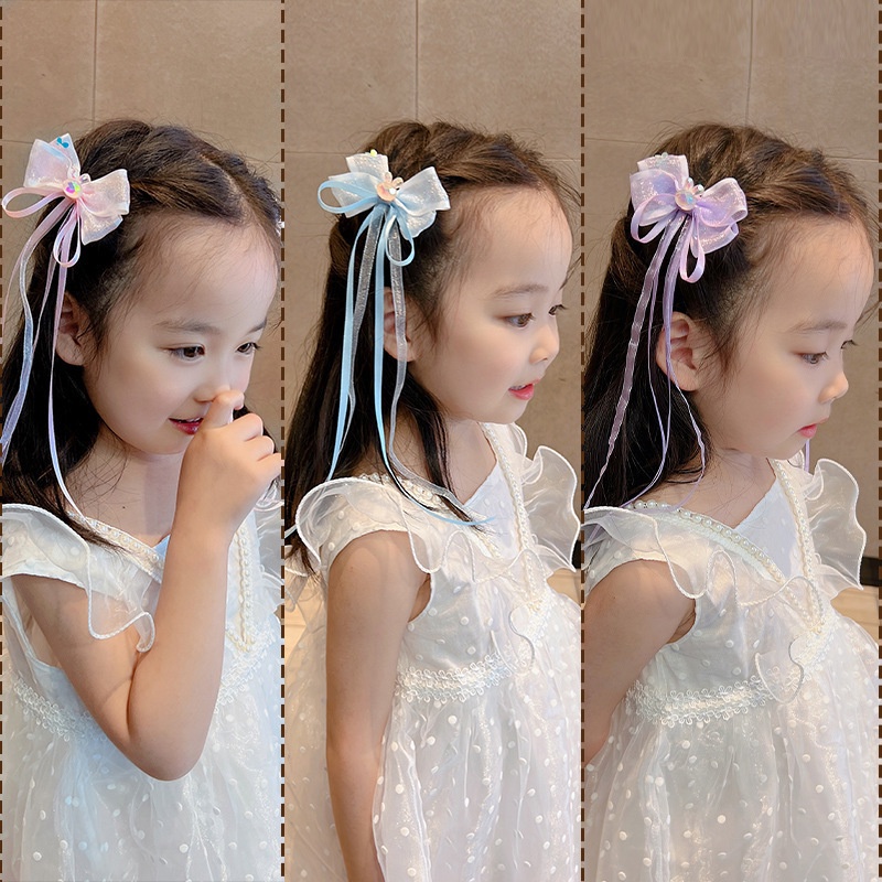 Set 2 Kẹp Tóc Đính Nơ Tua Rua Phong Cách Trung Hoa Dễ Thương Cho Bé Gái