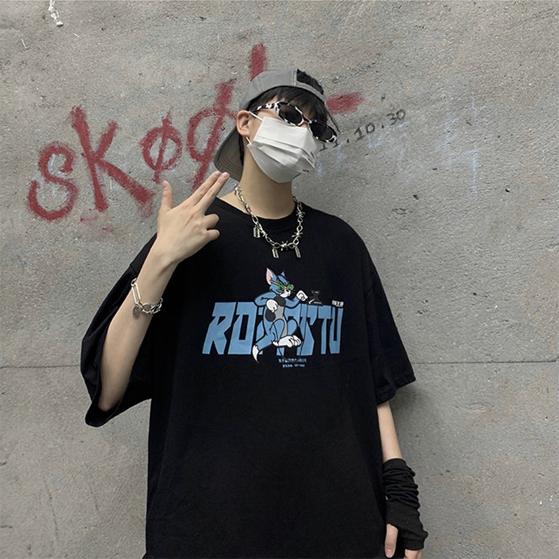 Áo phông unisex nam nữ tay lỡ thun form rộng teen cổ tròn oversize cotton CATS giá rẻ basic đen trắng tee pull freesize