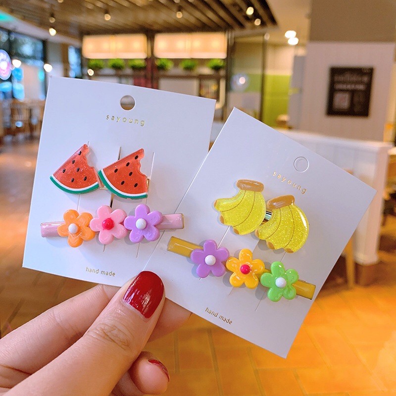 Set 2 kẹp tóc Hoa quả siêu xinh dễ thương bé yêu mã KT14