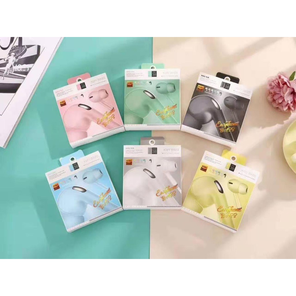 Tai Nghe Nhét Tai 38 Jack 3.5mm Âm Thanh Nổi Màu Macaron | BigBuy360 - bigbuy360.vn