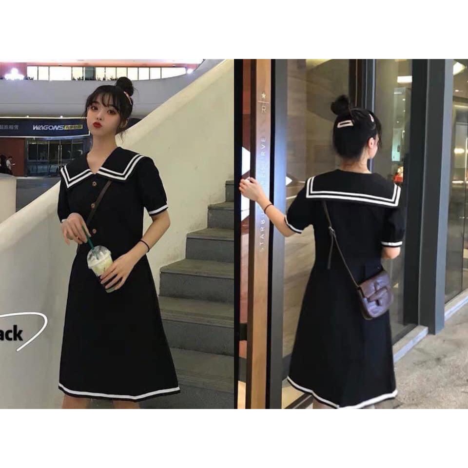 Mã CDN13 Đầm xòe tay ngắn cổ thủy thủ bigsize từ 65-85kg
