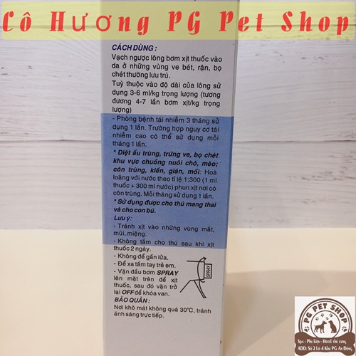 Thuốc Xịt Ve Rận Trong nhà  Cho Chó, Mèo Vima Frondog  250ml - Cô Hương PG Pet Shop