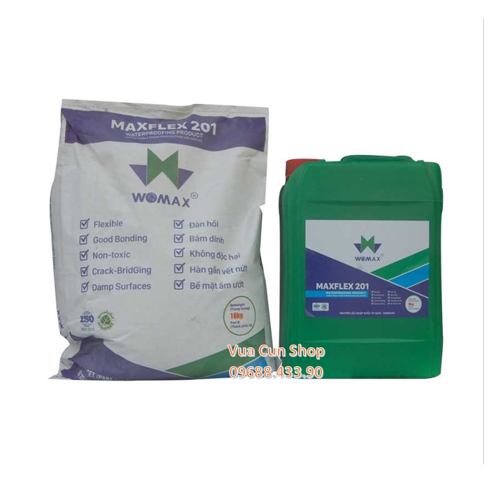 Chất chống thấm - Gốc xi măng Polyme 2 thành phần Maxflex 201 (5kg, 25kg)