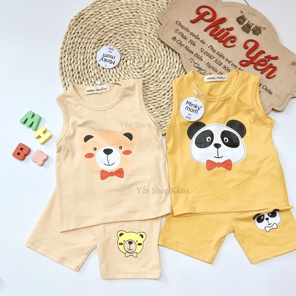Bộ Ba Lỗ Cotton 100 % Minky Mom In Họa Tiết Gấu-Chó-Sư Tử Cho Bé (9-19kg) (SP001313 )