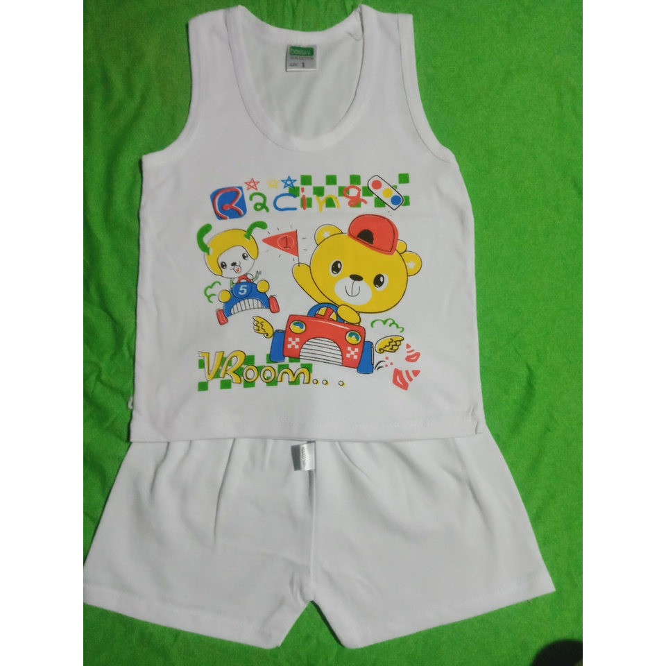 Đồ bộ áo ba lỗ trắng sơ sinh Bossini 100% cotton