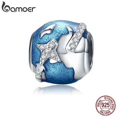 Hạt phụ kiện hiệu Bamoer chất liệu bạc 925 trang men dùng để làm vòng đeo tay DIY xinh xắn