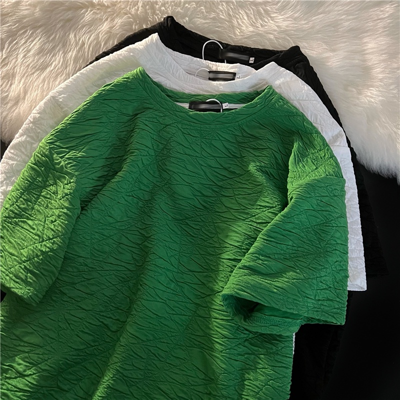 Áo Thun Tay Ngắn Cổ Tròn Màu Sắc Đơn Giản Phong Cách Hàn Quốc Có 3 Màu Hợp Thời Trang