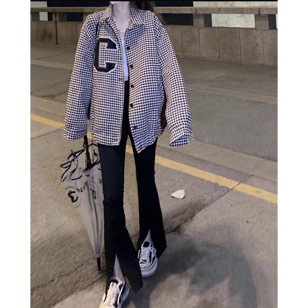 Áo Khoác 3D chữ C PEONYB Nữ [FREESHIP] 🌸 Jacket form rộng cổ bẻ, sweater họa tiết trắng đen cá tính Ulzzang 🌸 | BigBuy360 - bigbuy360.vn