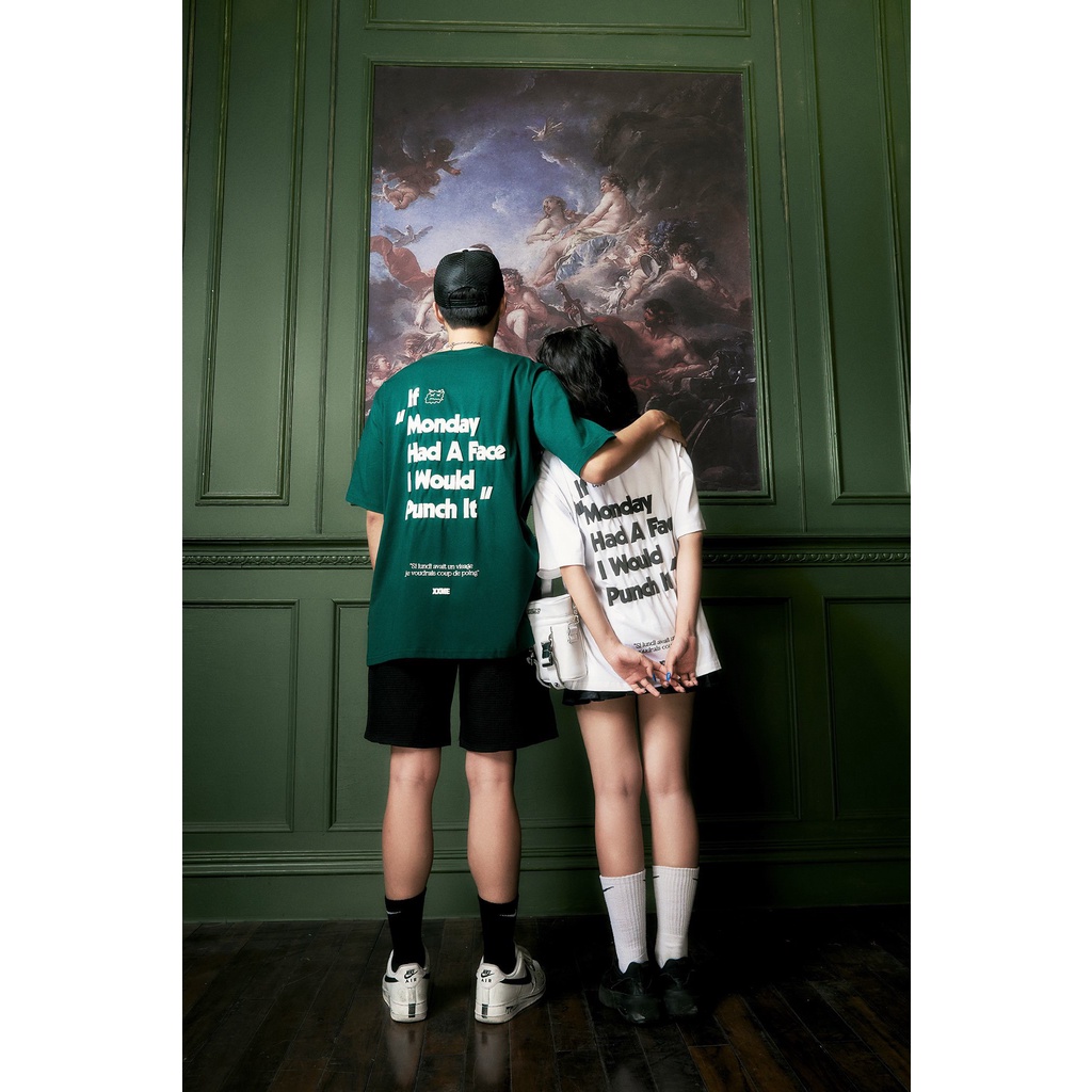 Áo thun tay lỡ nam nữ cotton thoáng mát Hate monday - XXME - Đen/ Trắng/ Đen
