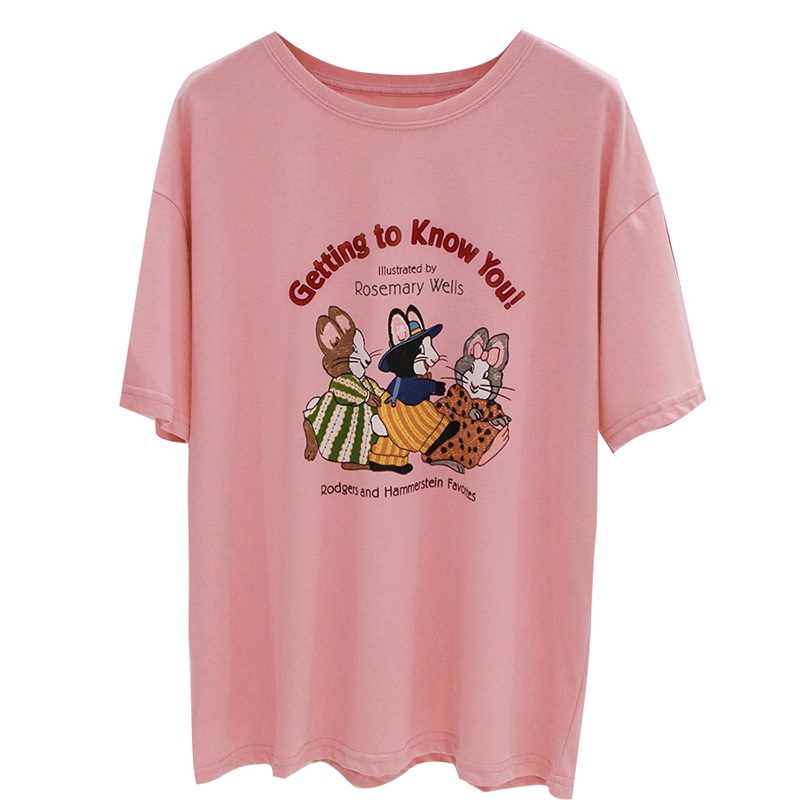 NRVP Áo thun cotton tay ngắn cổ tròn phong cách Hàn Quốc thời trang mùa hè dành cho nữ