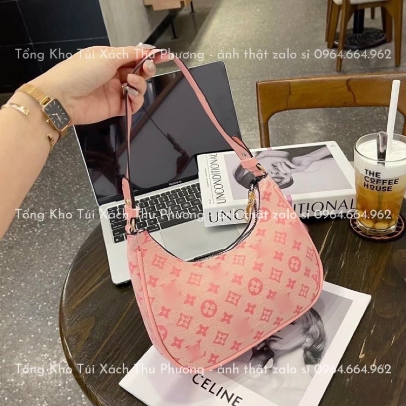 Túi kẹp nách, túi đeo vai nữ họa tiết L.V cá tính đi làm, đi chơi siêu sang chảnh - không kèm bông (ảnh thật)