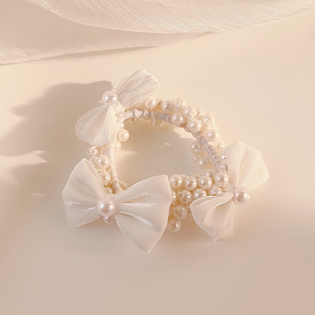 Băng Đô Thiết Kế Hình Nơ Đính Ngọc Trai Đơn Giản Thời Trang Theo Phong Cách Hàn Quốc Mới