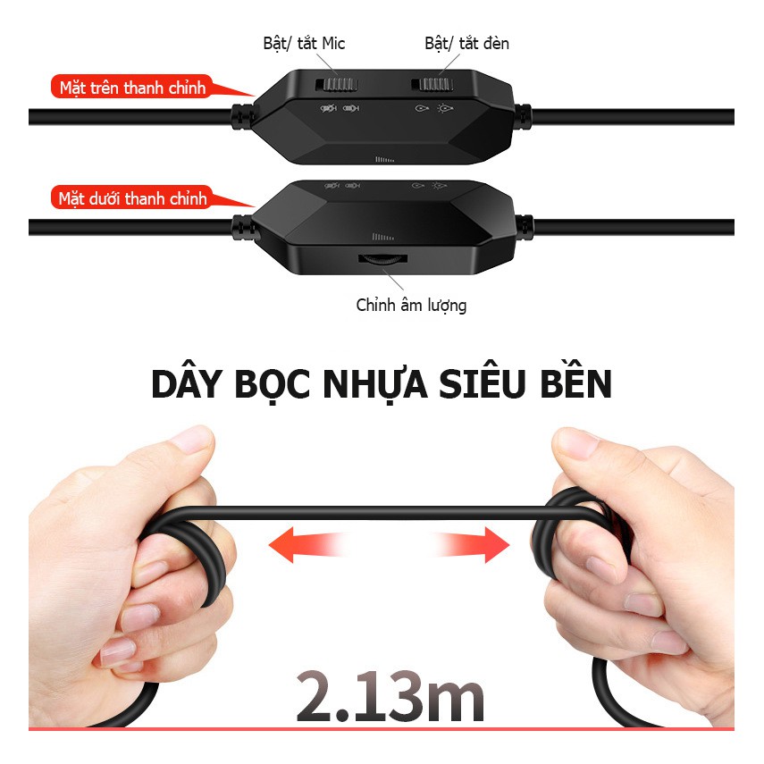 Tai nghe chụp tai Q2- Tai nghe có mic đàm thoại,đèn led nhiều màu sắc, dùng cho điện thoại, laptop, PC- Bảo hành 6 tháng