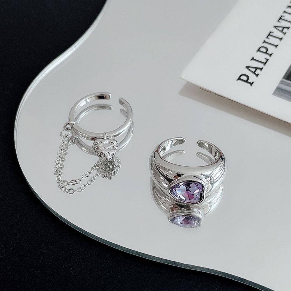 Nhẫn VANES1 Bằng Thép Hình Trái Tim Phối Dây Xích Tua Rua Thời TrangÁo Kiểu Hàn Quốc Thiết Kế Trẻ Trung Cá Tính