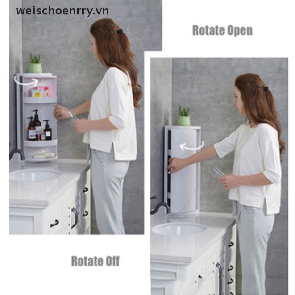 Giá Đựng Đồ Dùng Nhà Bếp / Tắm Gắn Góc Tường Xoay 360 Độ Tiện Dụng