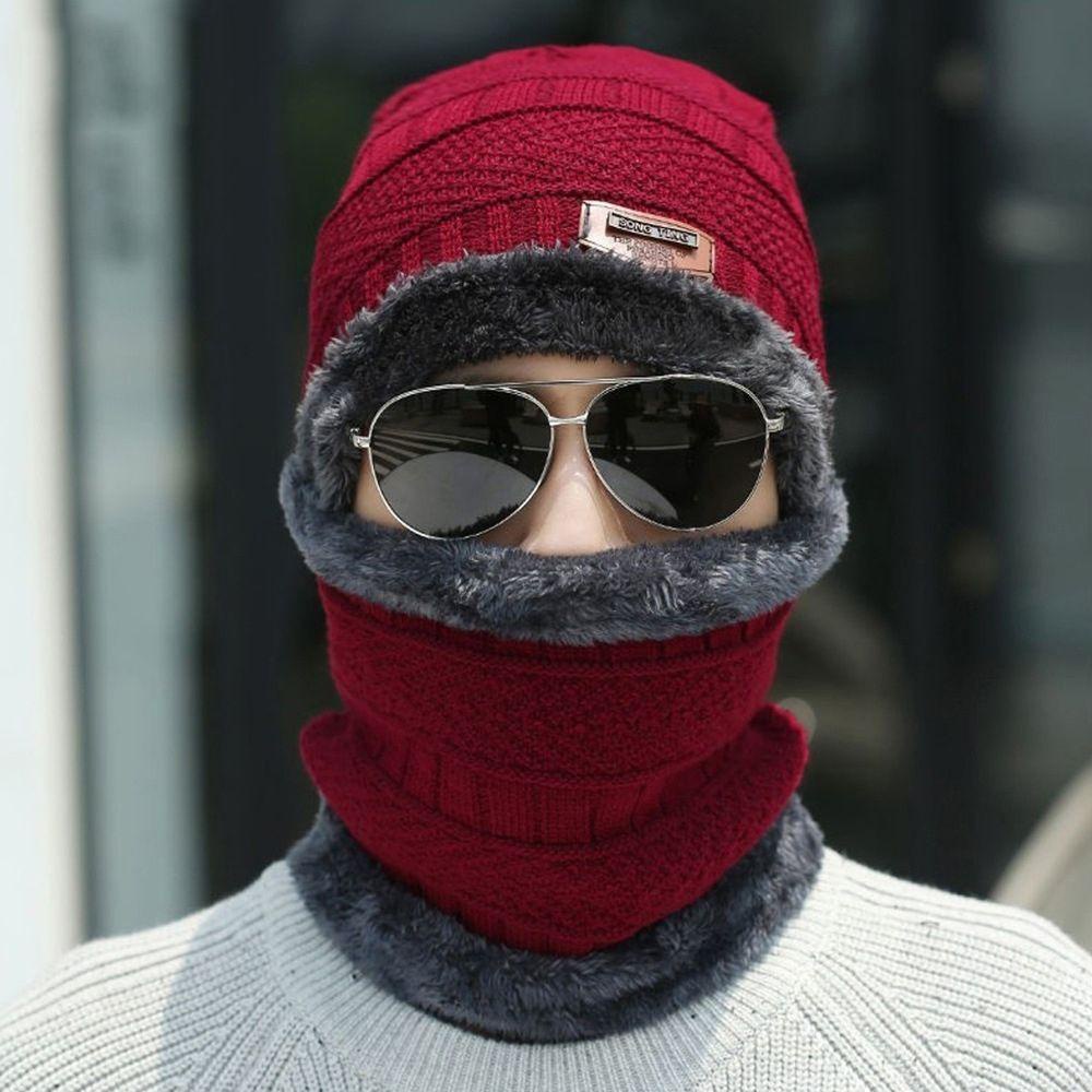 Set Mũ Len + Khăn Choàng Cổ + Khăn Choàng Cổ Dày Dặn Màu Trơn Thời Trang WMES15H Dành Cho Nữ