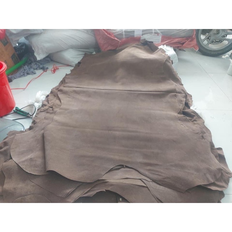 Da ruột heo đen và nâu lót ví